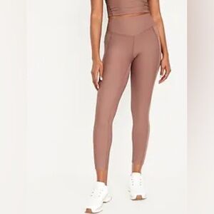 Old Navy High-Waisted PowerSoft Ribbed 7/8 Leggings in Warm Taupe NWT